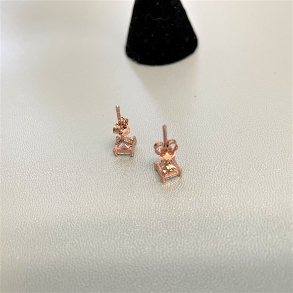 Bella Luce Diamond Simulant 2.00ctw 5x5mm Princess Cut SS Rose Stud Earrings NIB - Picture 10 of 10
